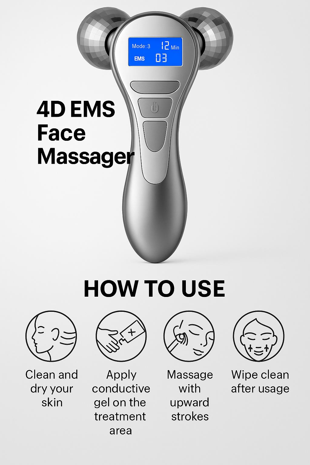 4D EMS Microcurrent Face Massager – Skin Toning & Lifting Device