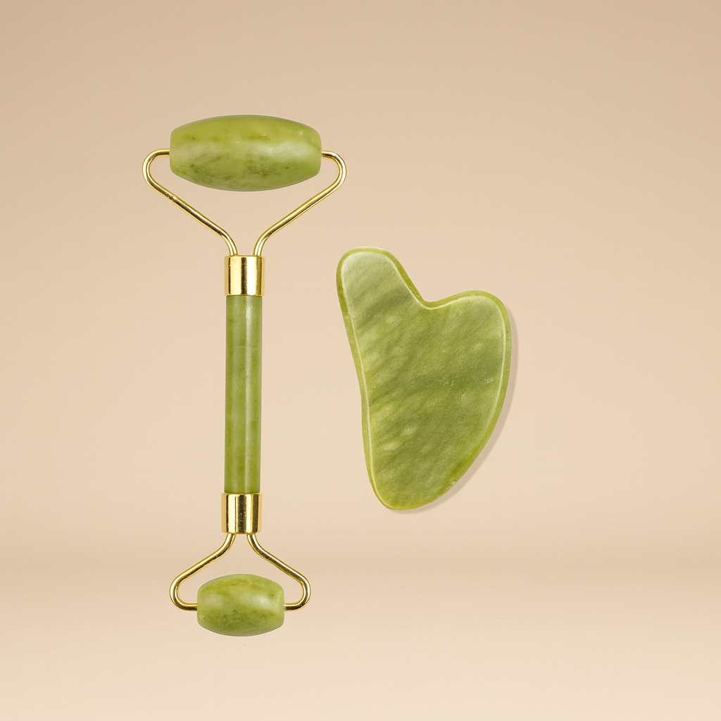 Meekonos™ Natural Jade Roller & Gua Sha Facial Set
