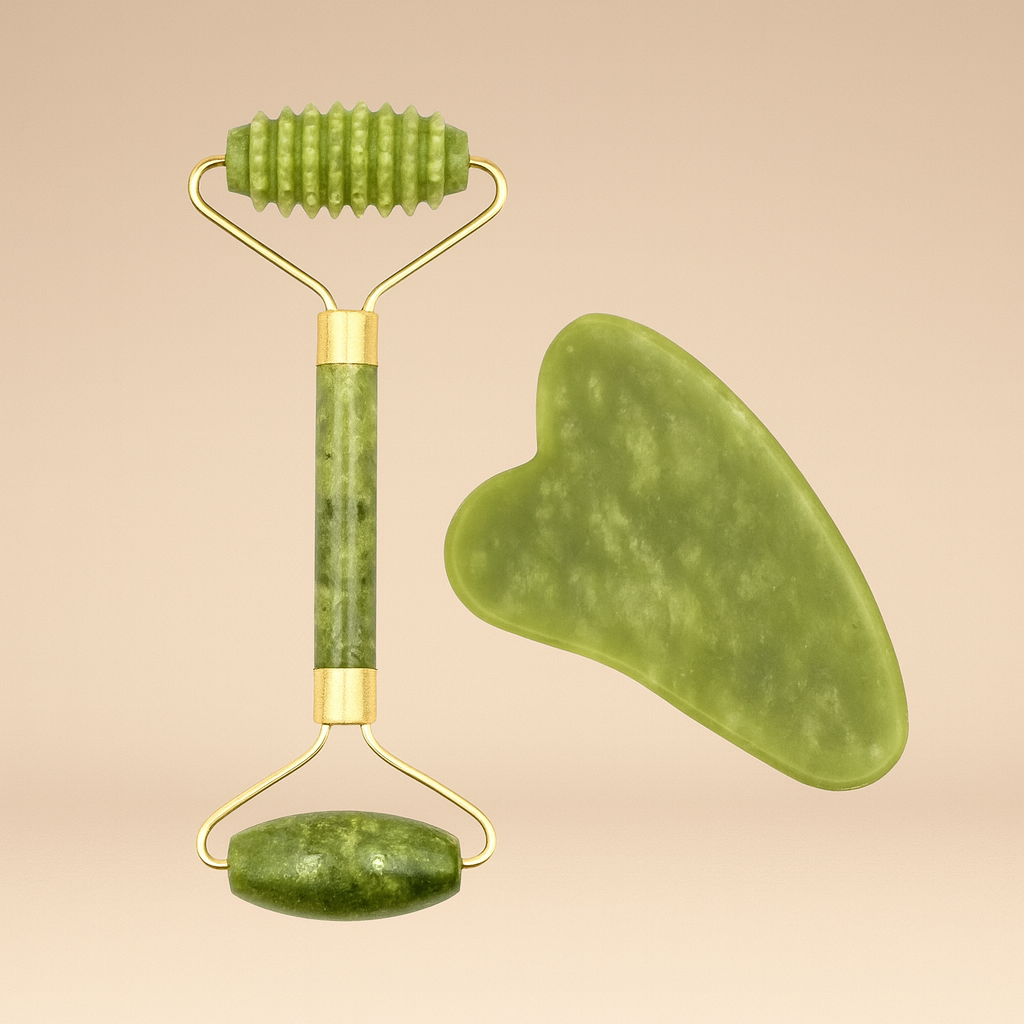 Meekonos™ rodillo de jade natural y set facial Gua Sha